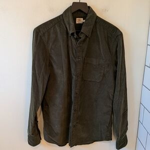 Faherty Men's Green Corduroy Button Up Shirt Medium